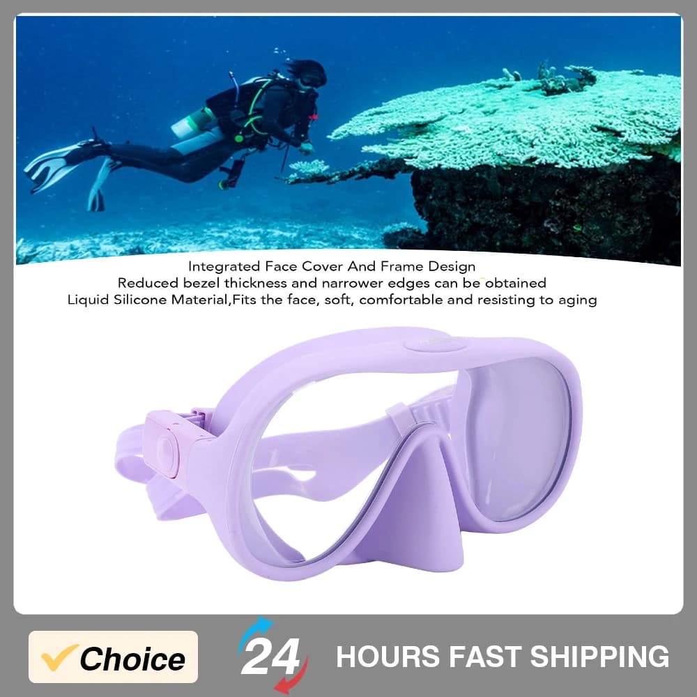 Foldable Silicone Scuba Spools with Large Visual, Tempered Glass Lens, Comfortable Adjustable Strap, Portals and Anti-Appannament