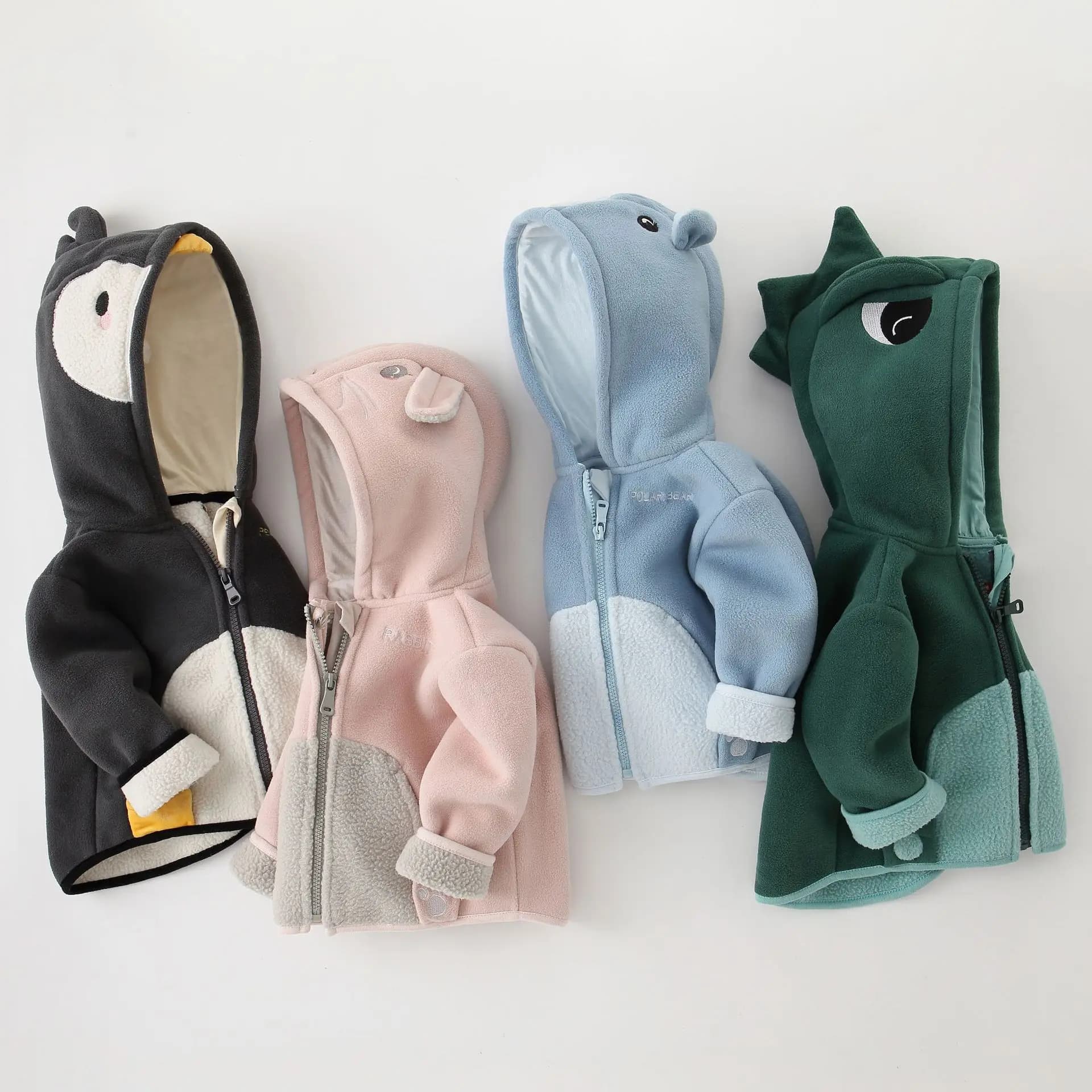 2025 Inverno Neonati maschi Giacche in pile con cappuccio per bambini Cartoon Dinosuar Cappotti Autunno Ragazze Plus Giacca sportiva con cerniera in velluto