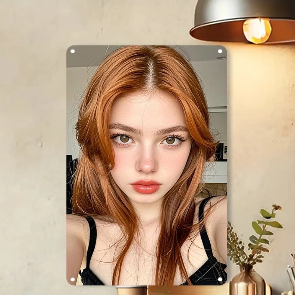 Stampa su Tela 2D Donna con Capelli Rossi per Soggiorno e Camera da Letto, Idea Regalo