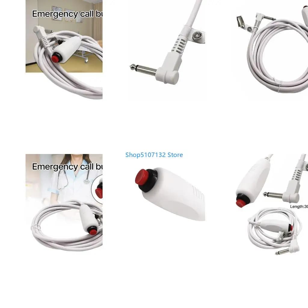 87HD Nurse Call Cord Push Button Cable with Bed Sheet Clip 6.35mm Phone Plug Cable for Nurse Station Universal Call Cord