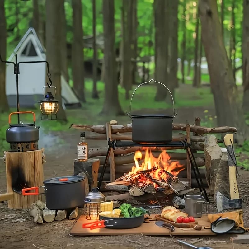 Ultra Portable Camping Cookware Set Outdoor Cookware 3pcs Set Camping Pot+frying Pan+kettle Hiking Picnic Equipment