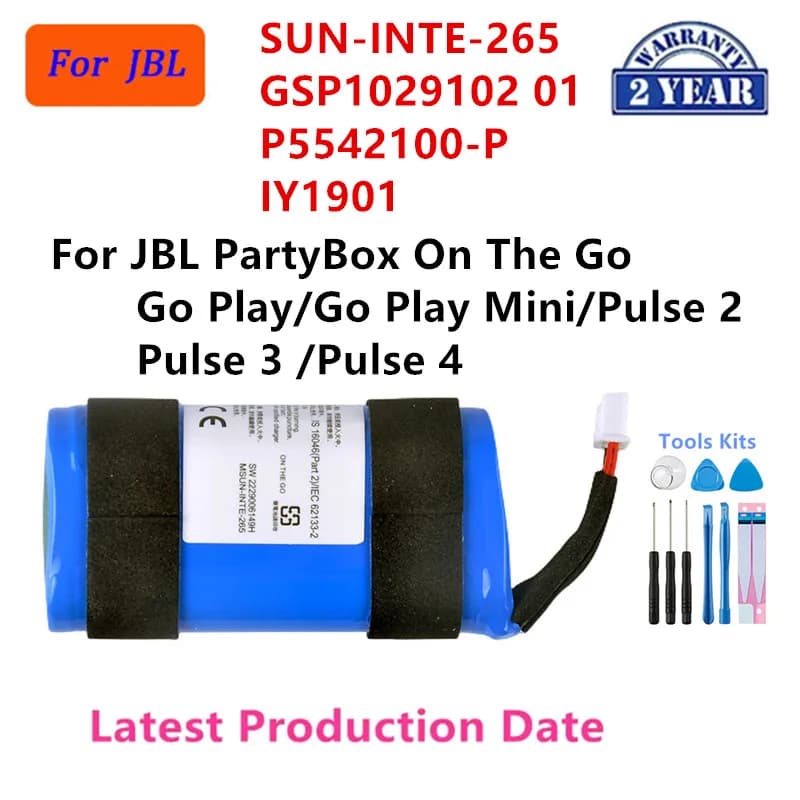 Originale SUN-INTE-265 Per JBL PartyBox On The Go Pulse 3 Pulse 2 Pulse 4 Go Play Mini Altoparlante Bluetooth Batteria di Ricambio