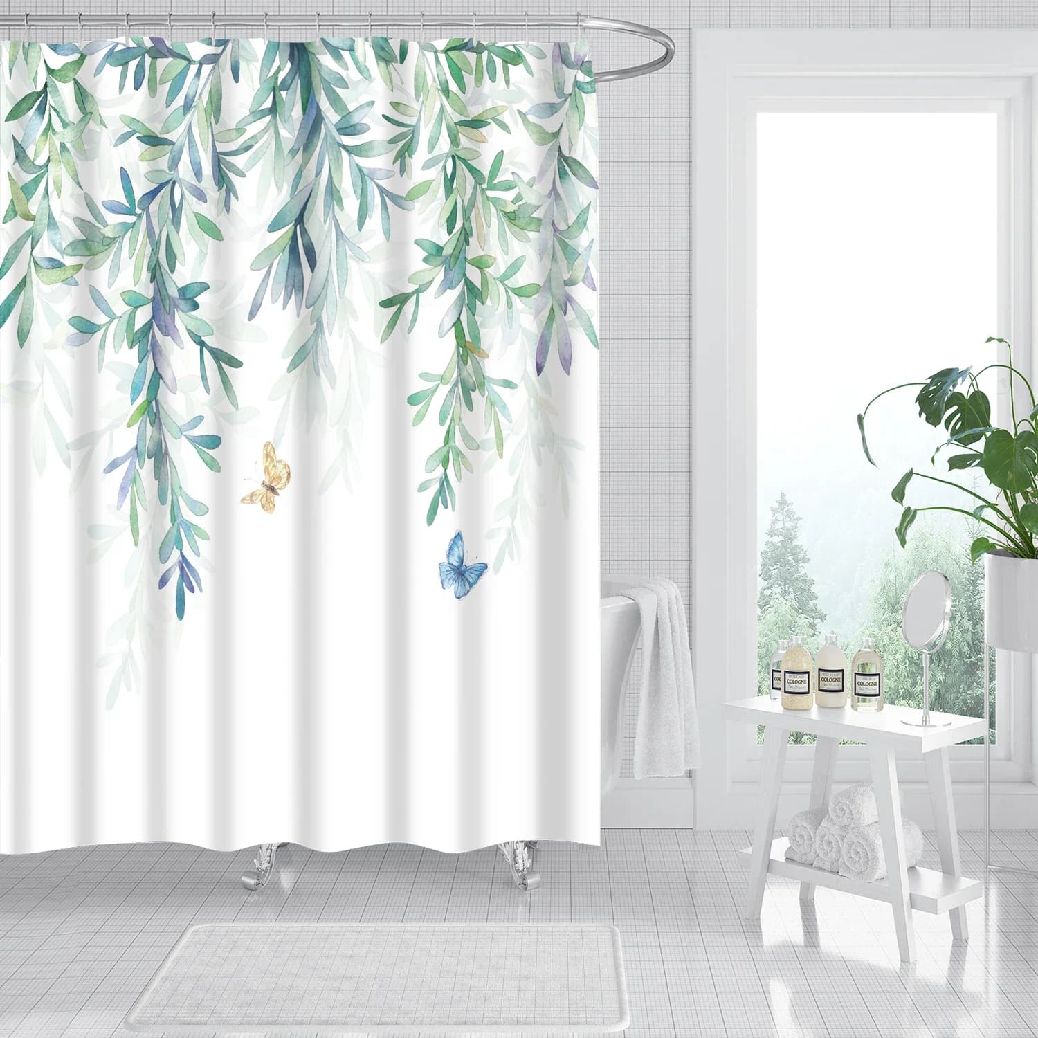 Fiore 3D Girasole Rosa Dente di leone Tende da doccia Tenda da bagno Frabic Tenda da bagno in poliestere impermeabile con ganci