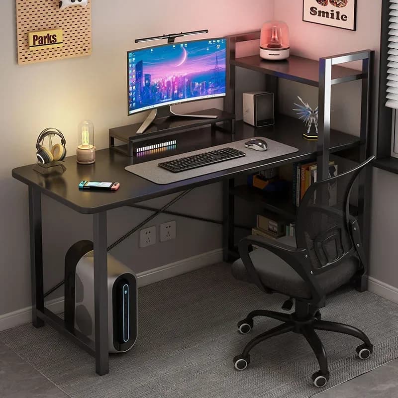 Tavolo da gioco multifunzionale, tavolo per computer, scrivania, tavolo con libreria, tavolo da gioco, tavolo da scrittura
