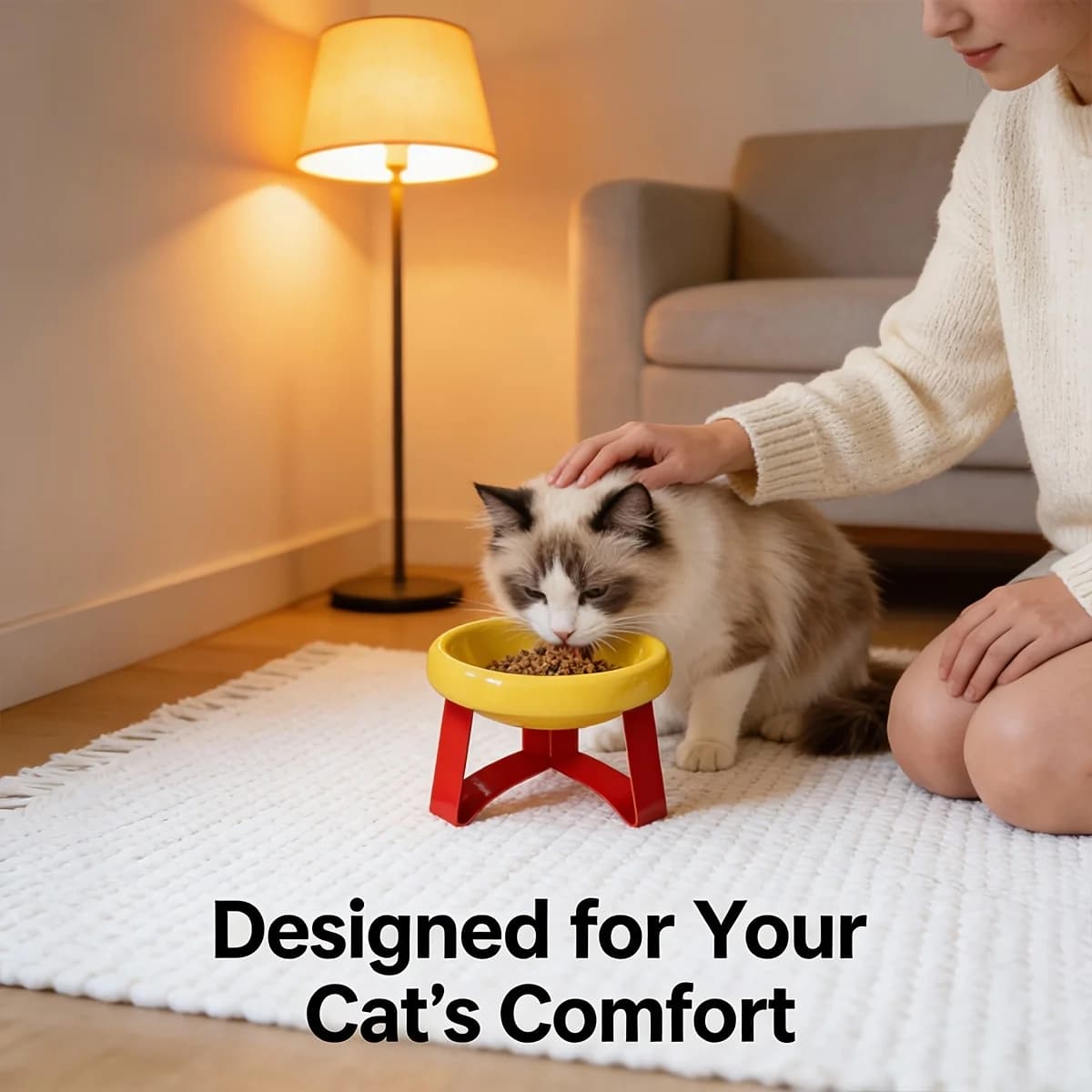 Elegante 15 ° Ciotola Rialzata Anti-Rovesciamento per Animali Domestici, Ciotola per Gatti e Cani con Gambe Alte, Ciotola per Alimentazione con Supporto Cervicale