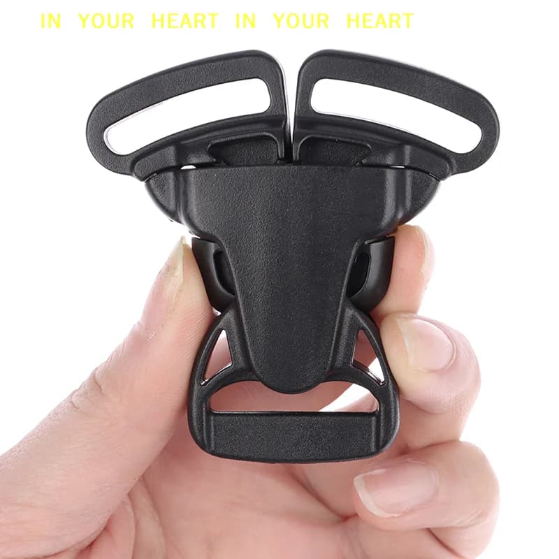 Fibbia a sgancio rapido a tre punti da 25 mm per marsupio, seggiolino auto, borsa, zaino in plastica nera per accessori auto