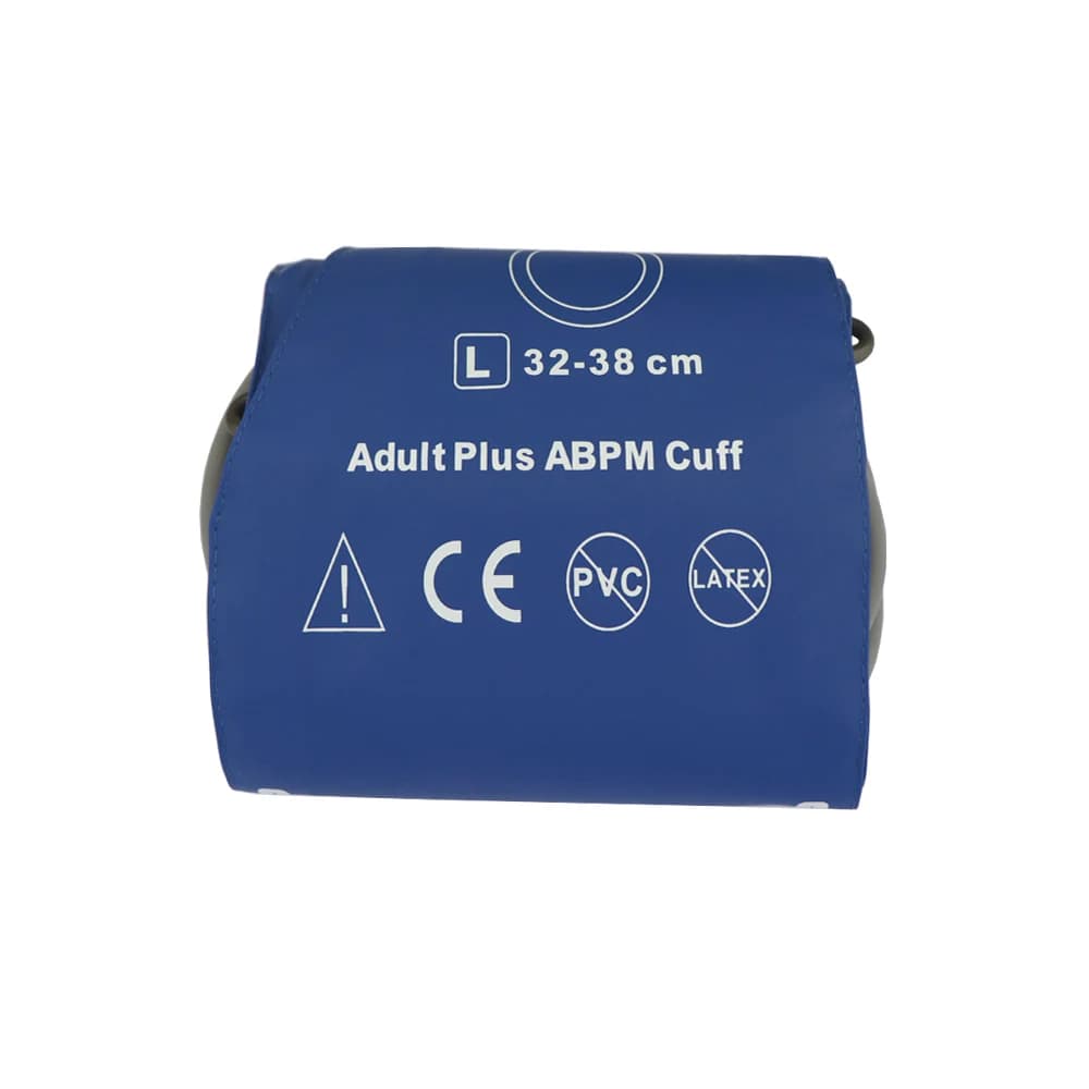 ABPM long arms for adults, in blue PU leather, arm circumference 32-38 cm, single tube, with D ring, tube 3*7*1300 mm