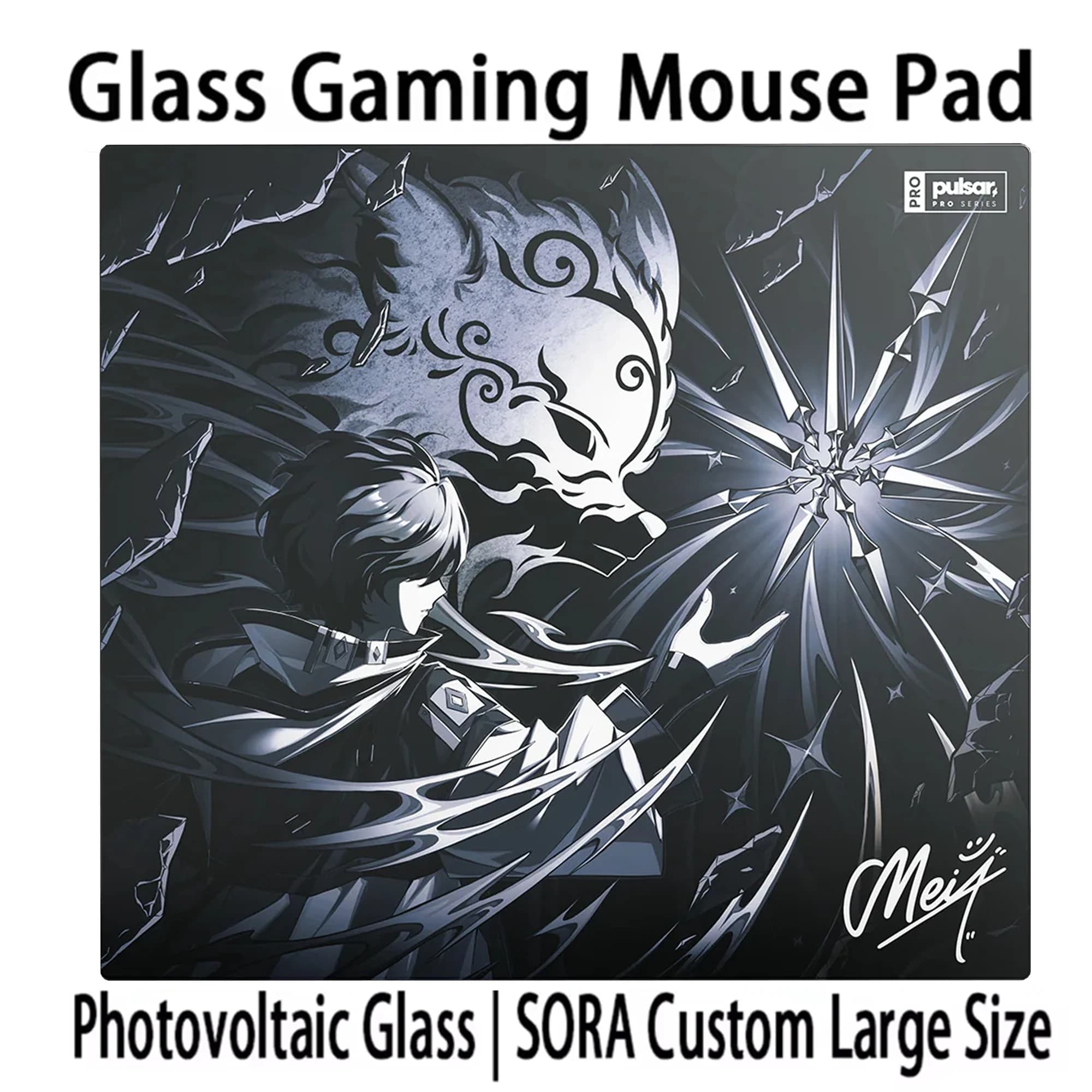 Tappetino per Mouse da Gioco in Vetro Giapponese M-Meiy, Personalizzabile, Liscio e Resistente, per PC, FPS, Esports e Ufficio