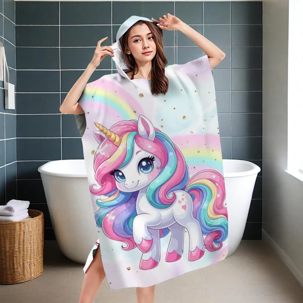 Asciugamano da spiaggia in microfibra Rainbow Unicorn, morbido, senza sabbia, leggero, perfetto per viaggi in spiaggia, campeggio, yoga
