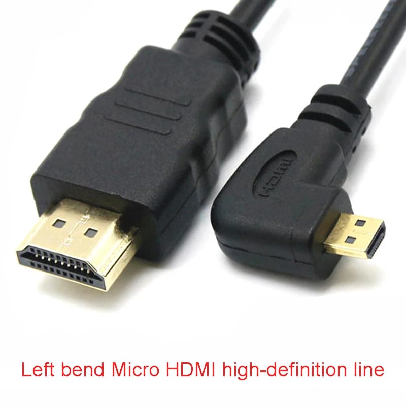 Micro hdmi Cable HDMI-compatible V1.4 Male to HDTV Micro HD 90 Degree Left Angle Cable 1080p for HDTV