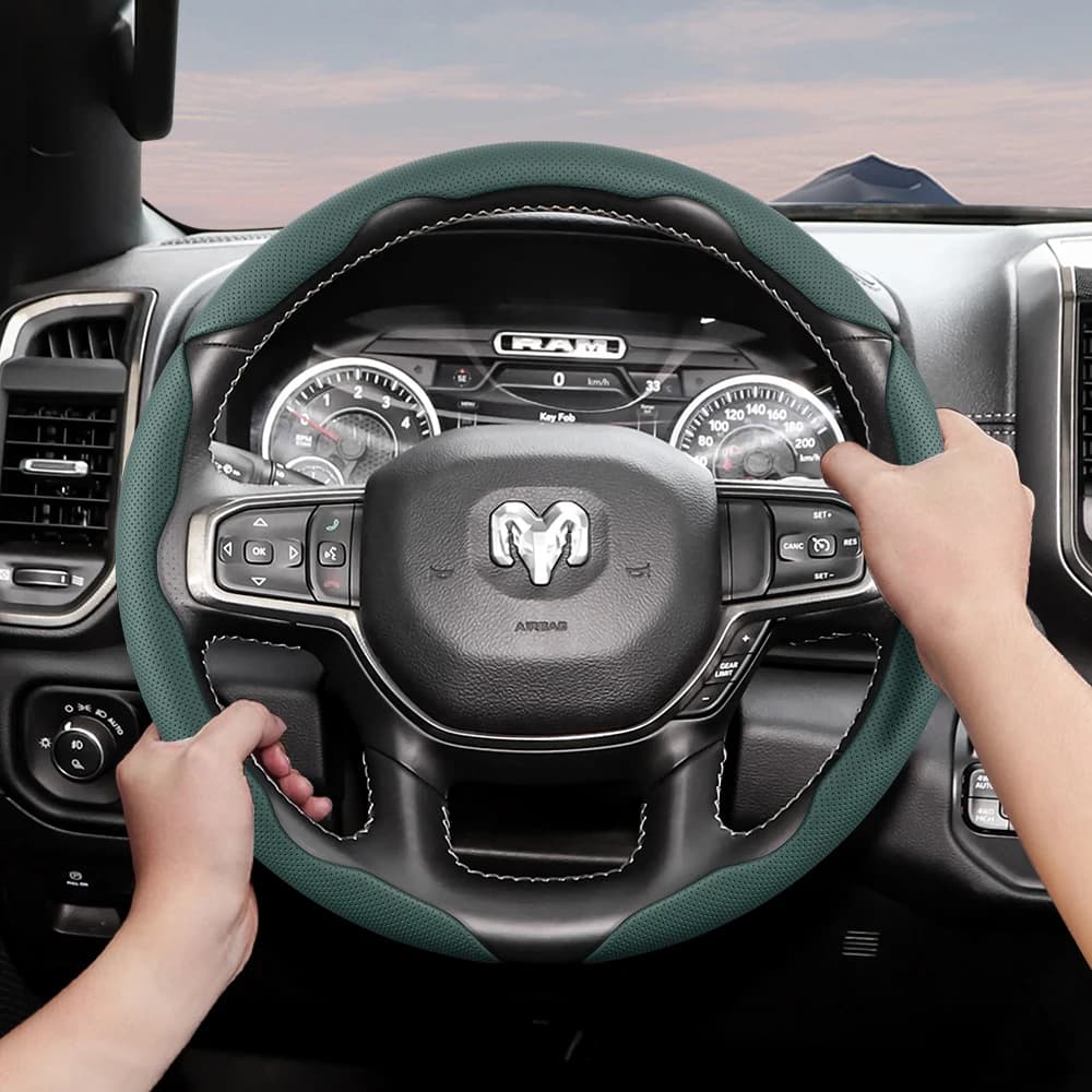 Adatto per Dodge Coprivolante in pelle con foro traspirante Design segmentato a sgancio rapido Antiscivolo e durevole Challenger Journey Charger Calibre Durango Ram 1500 Grand Caravan Dart Dakota Nitro Avenger Viper