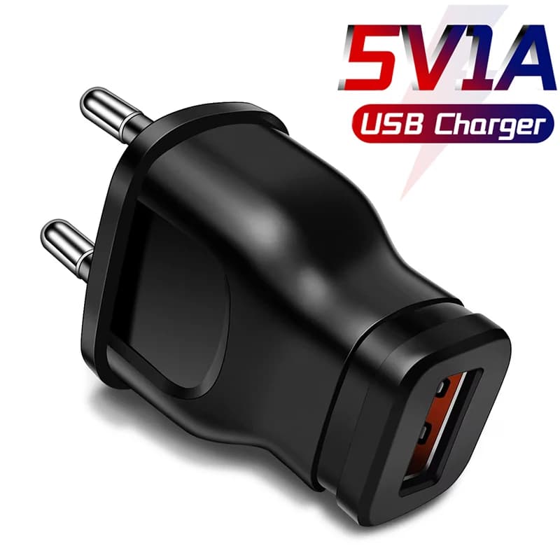 Caricatore USB 5V 1A, alimentatore da parete, caricabatterie da viaggio, piccolo adattatore di alimentazione con spina EU/US per iPhone, Samsung, Xiaomi, Huawei