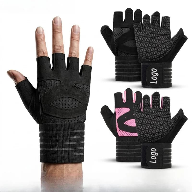 Extended Half Finger Fitness Gloves Breathable Wear Resistant Sports Hand Protector For Barbell Weight Lifting Gym Workout