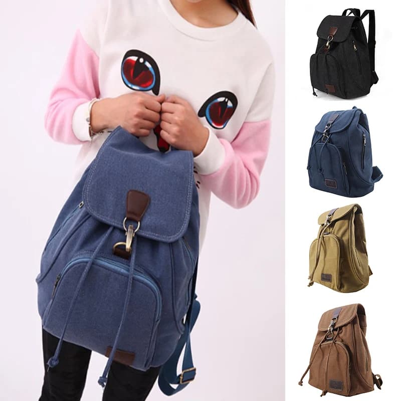 Nuovo zaino in tela vintage da viaggio in tinta unita durevole zaino per computer zaino da esterno zaino da scuola di moda