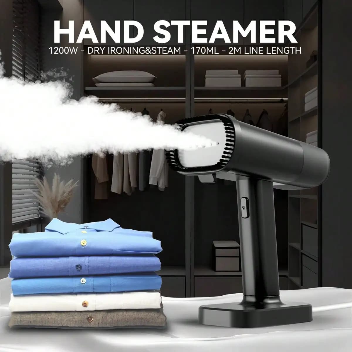 Handheld Garment Steamer, ABS Material, 1200W Steamer For Clothes, 1 Gear Setting, 130℃ High-Temperature Steam, 170ML Water Tank, Portable For Home And Travel