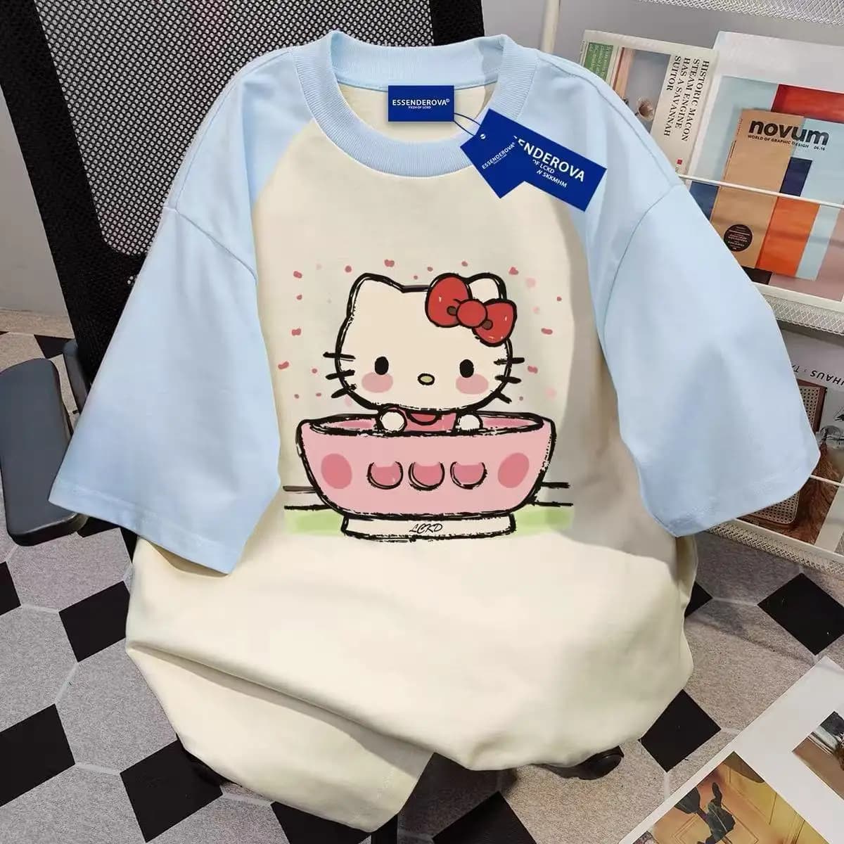 Sanrio Hello Kitty Trend T-Shirt Yk2 Abbigliamento estivo Donna Maglietta a maniche corte Cute Cartoon Casual Fashion Versatile Tops Nuovo