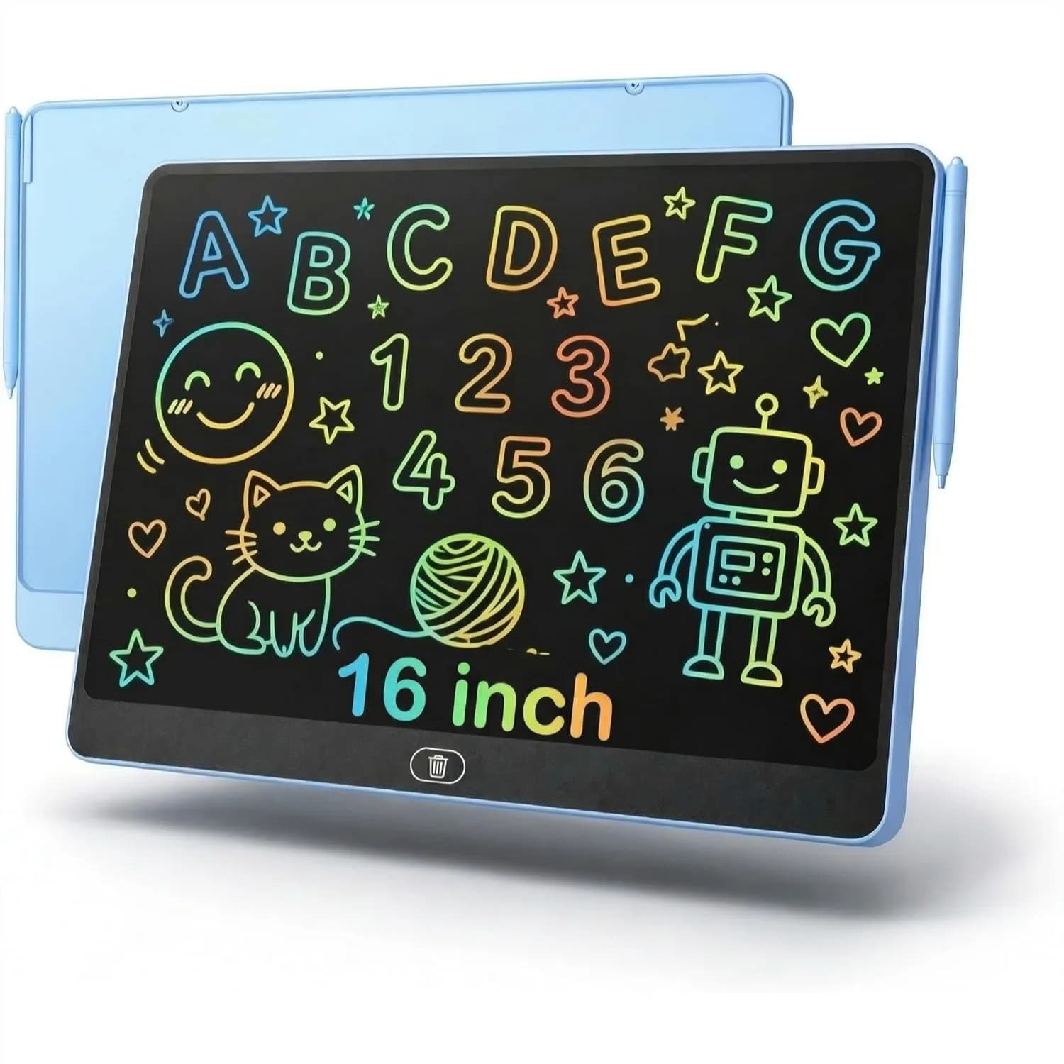 Tablet LCD da 16 Pollici per Bambini, Lavagna Colorata Riutilizzabile con Stilo, Tavoletta Educativa per Esercizi di Matematica