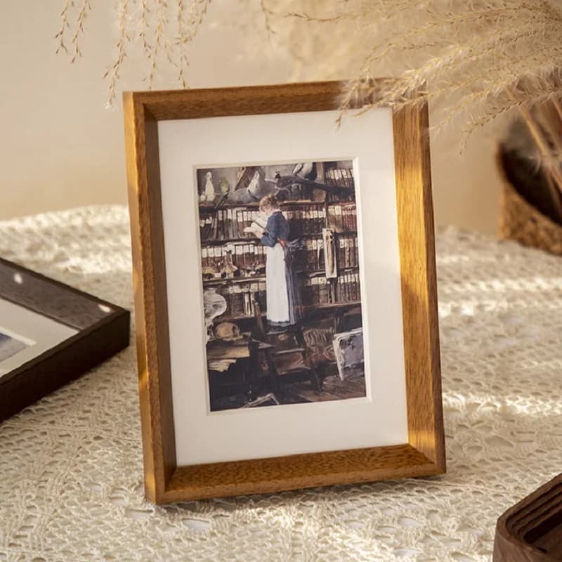 Solid Wood Picture Frame Minimalist Tabletop Stand and Wall-Hanging Frame Elegant Photo Display and Art Frame for Home Decor