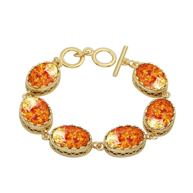 2 Colors Fashion Simulated Ambers Necklace Earring Ring Sets For Women Gold Color Flower Pendant Women Jewelry Set
