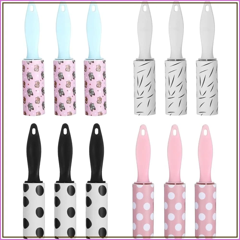 12-Pack Mini Lint Rollers: Extra Sticky for Pet Hair & Clothes, Travel Size, Disposable Sheets for Home, Car, and Travel