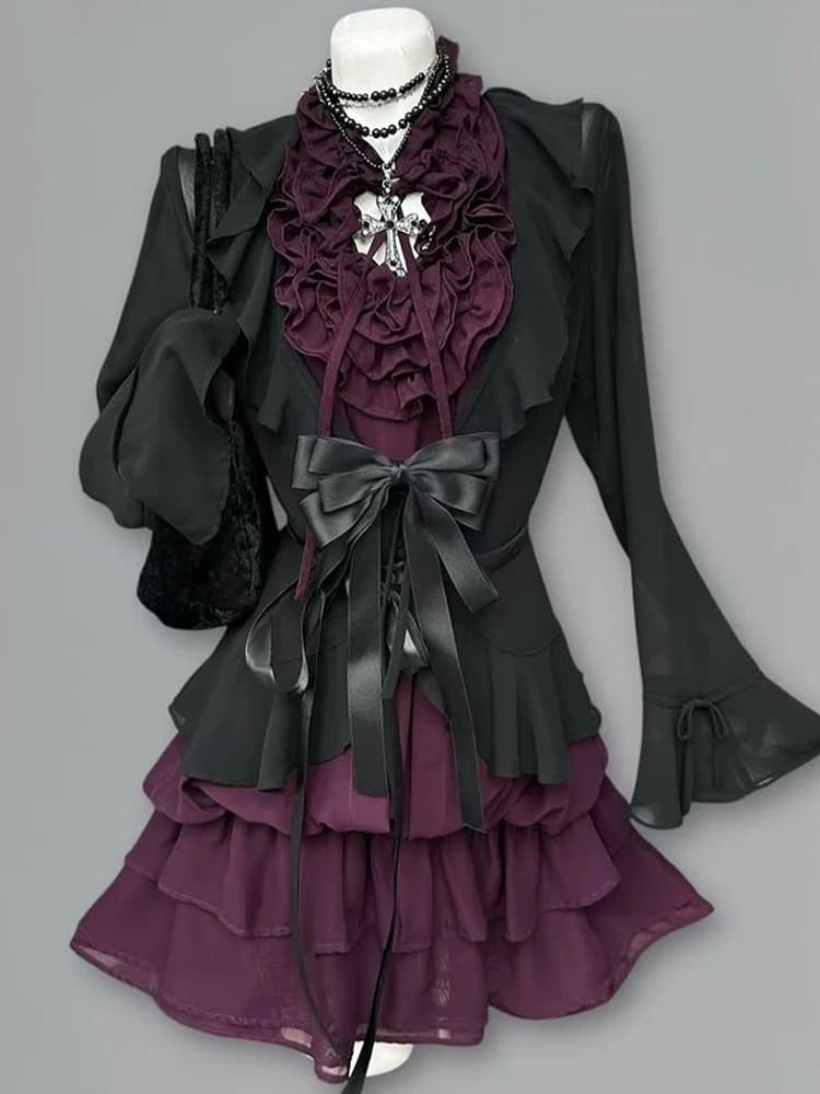 Abito Estivo da Donna Senza Maniche in Stile Vintage Viola, Nuovo Modello con Cardigan Protettivo dal Sole, Set Due Pezzi a Vita Alta con Nodo