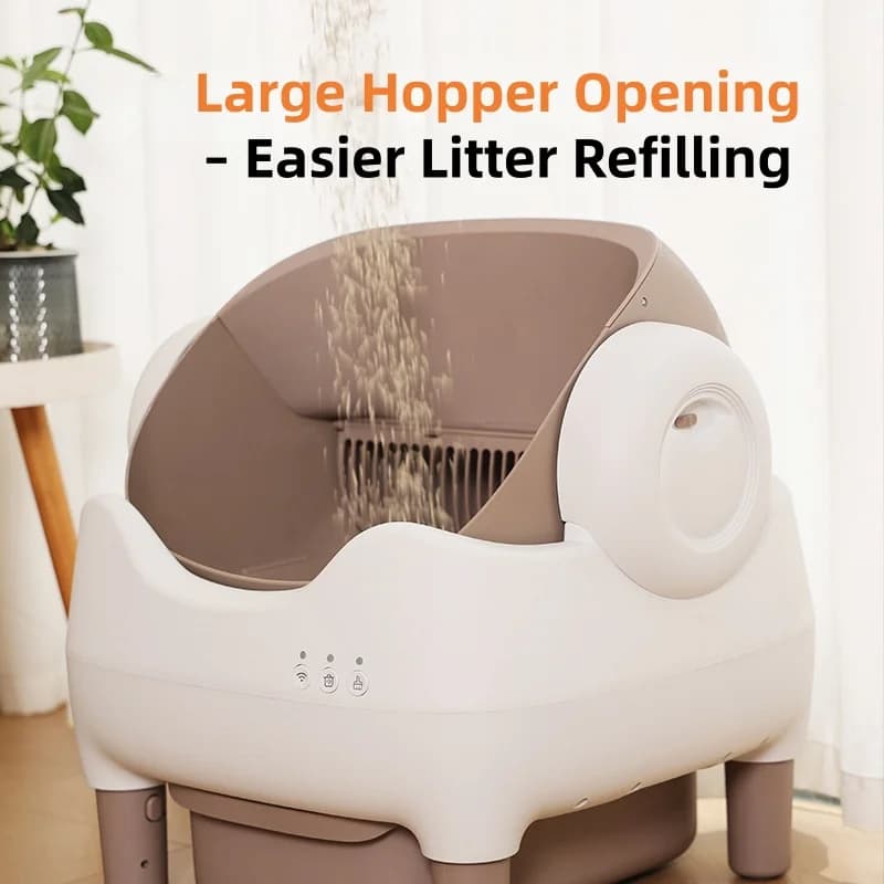 Extra Large Automatic Cat Litter Box Open Design Automatic Cleaning 65L Capacity