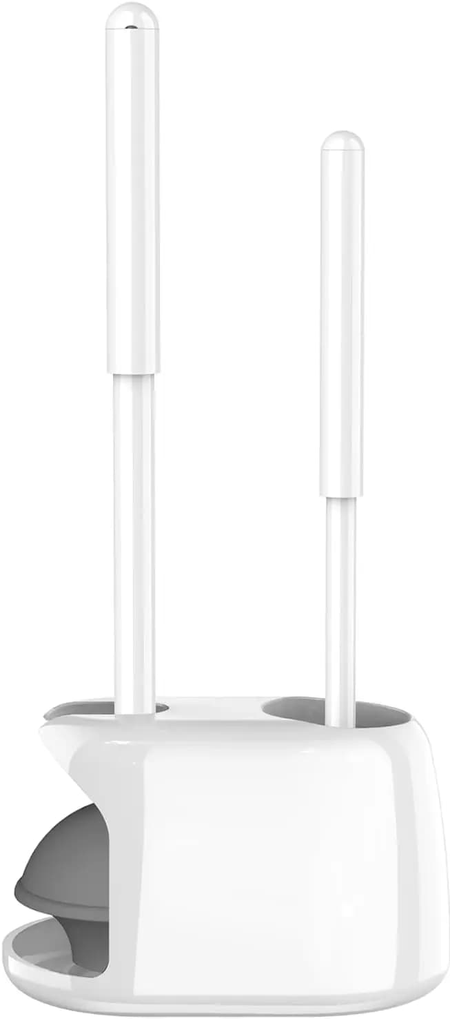 Set Spazzola e Sturalavandini Semi-Nascosti per Bagno, Pulizia Profonda Resistente - Bianco