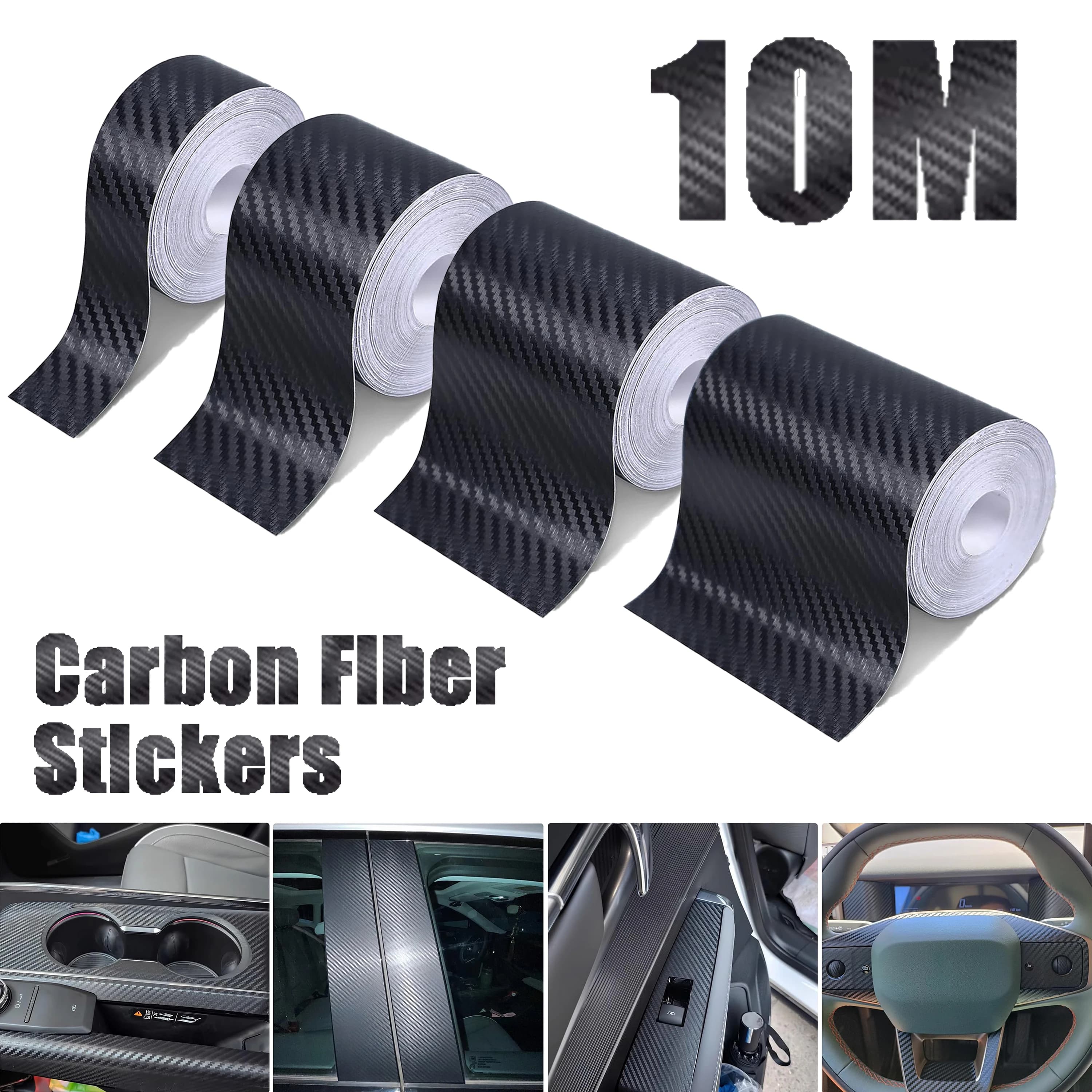 Rotolo di nastro adesivo per autoveicoli in fibra di carbonio Pellicola protettiva per auto nera opaca Pellicola autoadesiva Accessori per pellicole per auto in vinile 3D