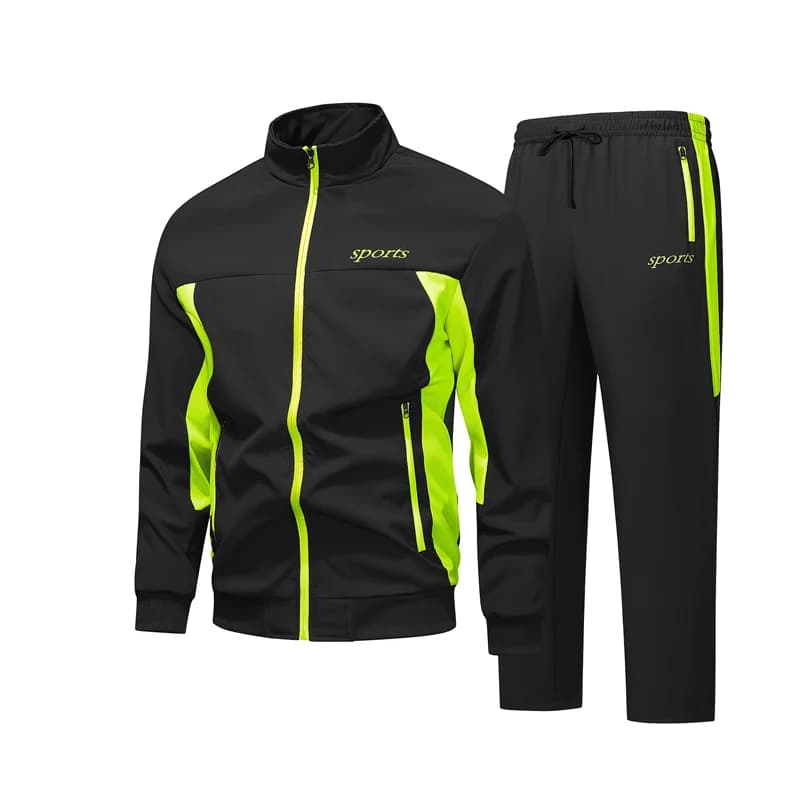 Set Casual Jacket Breathable Windproof and Trousers with Laces for Sport at the Autumn Spring - Comfortable Sports Clothing, Trendy and Versatile