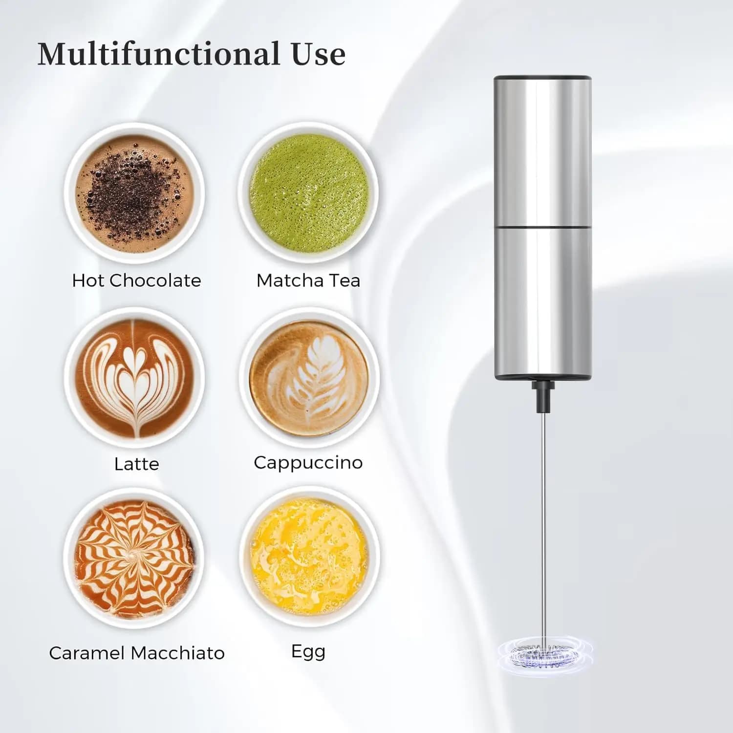 2026 New Upgrade Electric Milk Frother Handheld, Stainless Steel Whisk For Coffee,Hot Chocolate,Matcha,Protein Powder,Mini Foam
