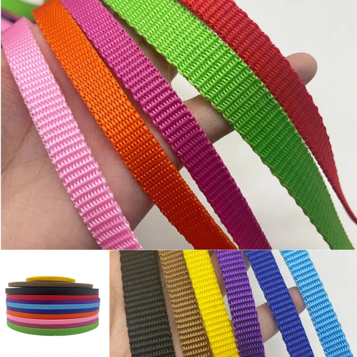 1.5cm Wide PP Pet Webbing Color Plain Weave Polypropylene Webbing Thickened Luggage Shoulder Strap