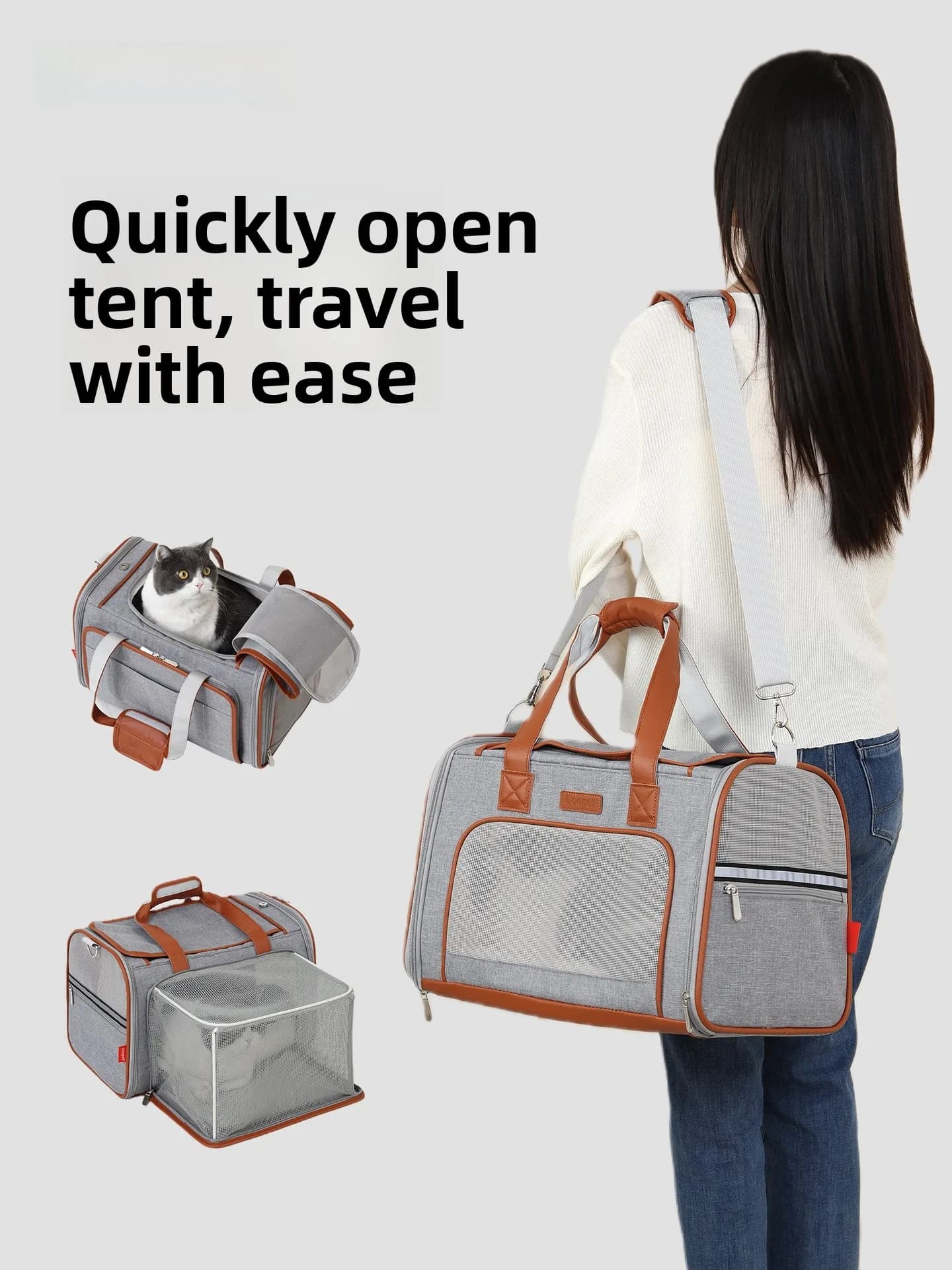 Borsa da trasporto per animali domestici Uoopet extra large, portatile, per cani, per viaggi all'aperto, non impermeabile, universale.