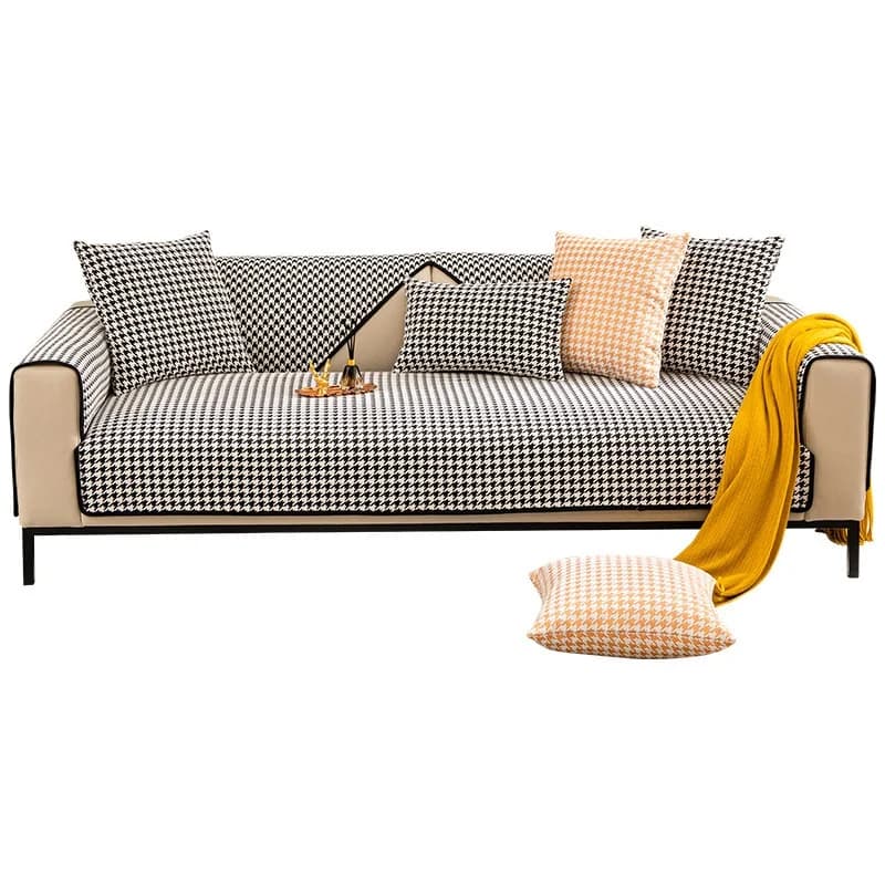 Plaid Sofa Cover Thickened Cotton Living Room Sofa Cover Non-Slip Sofa Backrest Armrest Cushion Towel Four Seasons Universal