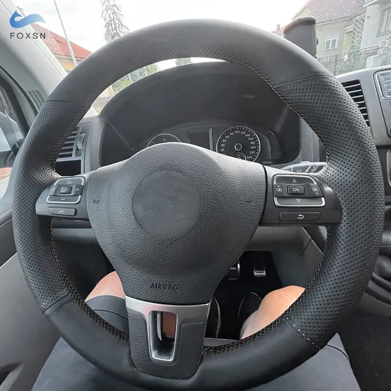 Interior black leather cover for VW Golf 2009-2015, Passat B5 B6 1996-2015, Polo, Seat Leon 1999-2015, 3 Races