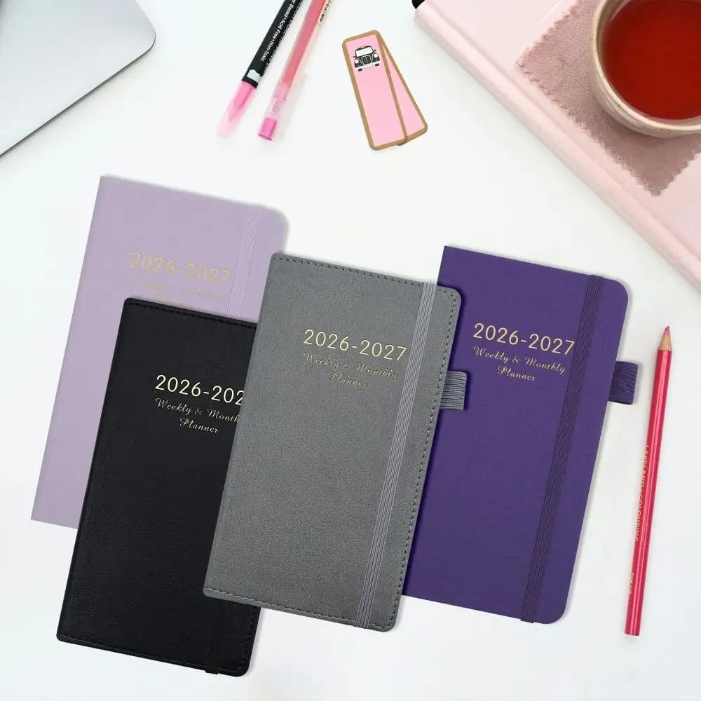 Inglese 2026 Agenda Planner Blocco note Pu Pelle 12 mesi Agenda Planning Notebook Pagine complete in inglese Carta spessa