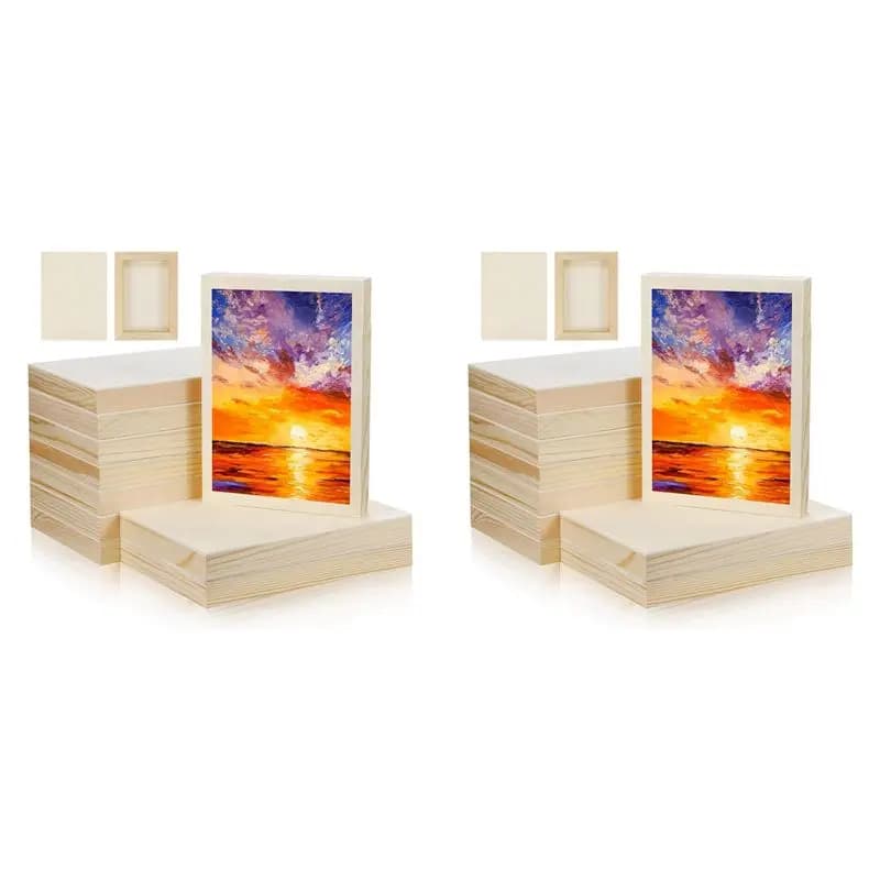 ABRE-20 Pcs 5.5X7inch Wood Panel Boards, Unfinished Wood Canvas Wooden For Painting, Arts, Pouring Use With Oils, Acrylics