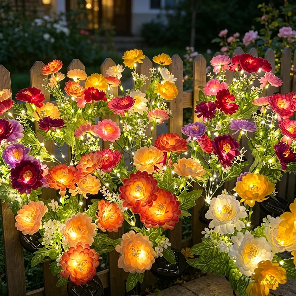 Luci da Giardino a LED per Decorazioni Natalizie, Lampada Solare Estiva a 7 Teste a Forma di Fiore di Neve, per Matrimoni, Feste e Giardini