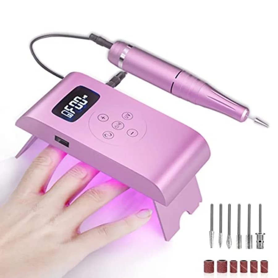 Trapano Elettrico Portatile 3 in 1 per Unghie, 35000 RPM, Kit Professionale con Asciugatore UV per Unghie in Acrilico e Gel, Manicure e Pedicure