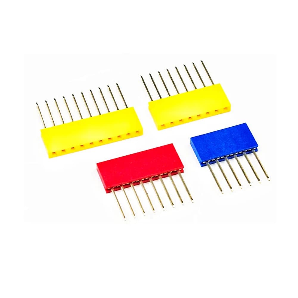 50Pcs 2.54mm Female Pin Header – 1x2/3/4/5/6/8/10/12 Pin Single Row Stackable Long 11mm Socket Connector for Arduino Breadboard