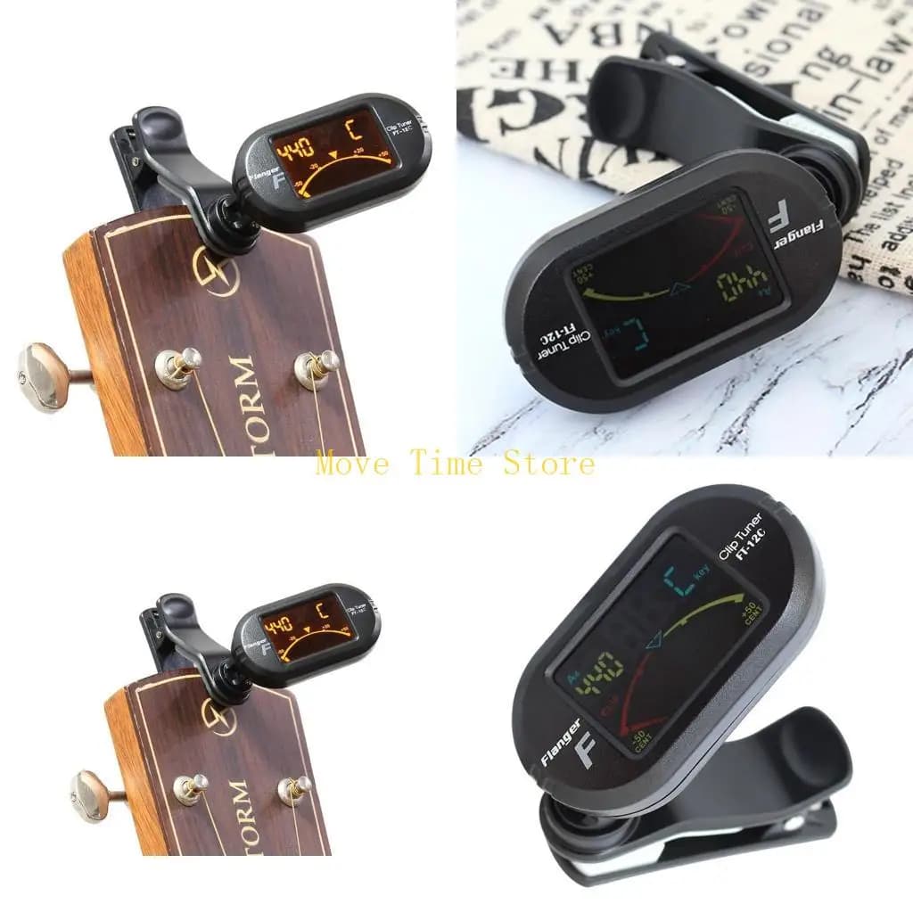 Accordatore con display LCD trasparente 92ME per chitarra, basso, violino, accordatore a clip per studi musicali domestici