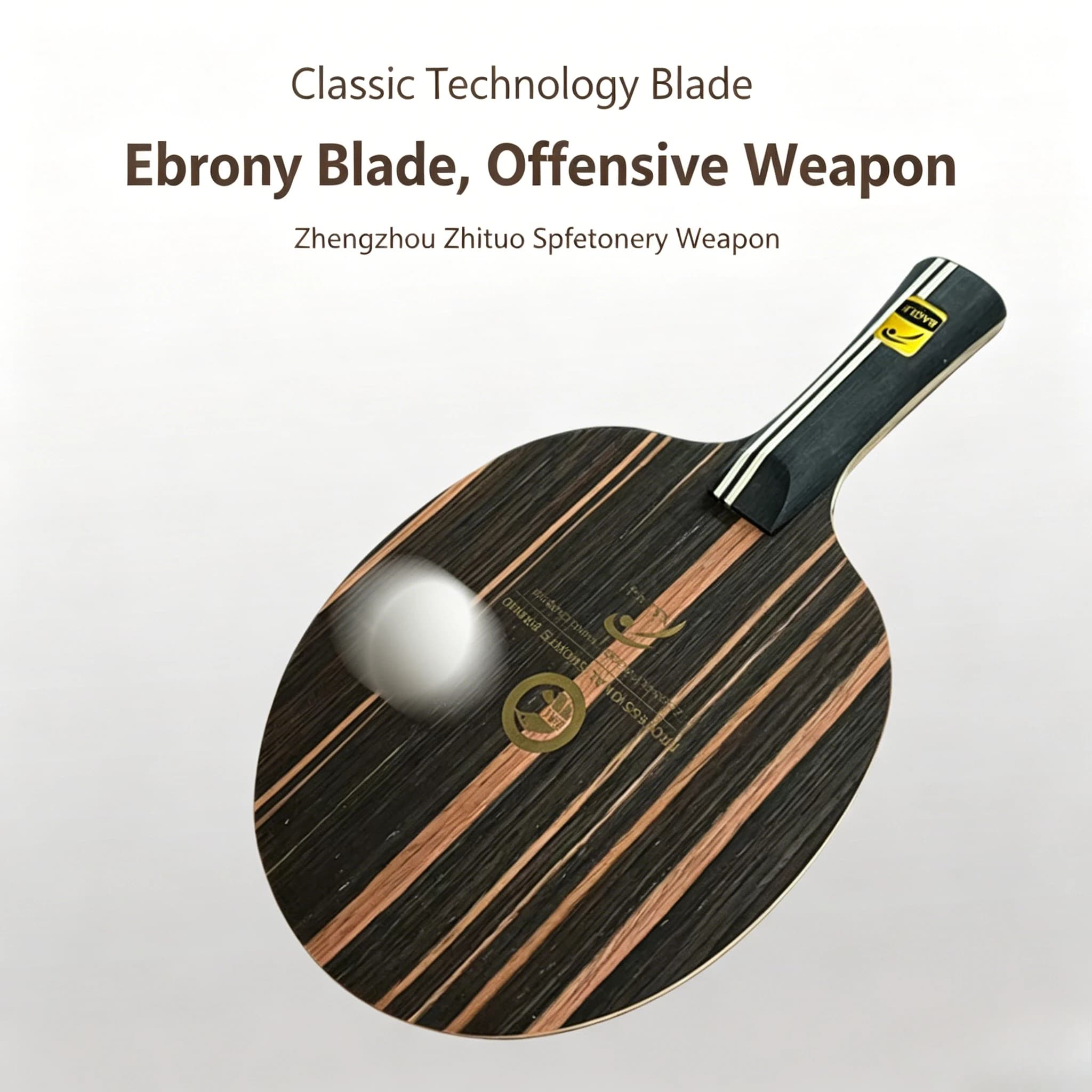 EAGLE-Z-5S Racchetta da Ping Pong a 7 Strati, 5 Legni 2 Carbonio, Tipo Offensivo in Ebano FL/CS