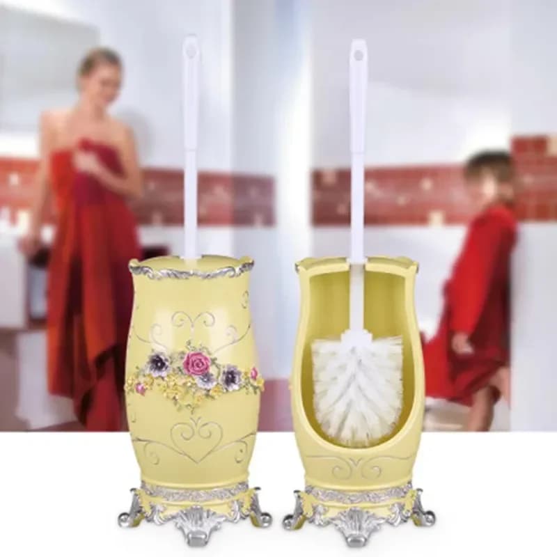 Spazzola per pulizia europea Set di spazzole per WC da bagno in resina Spazzola per WC con manico lungo Accessori per la casa