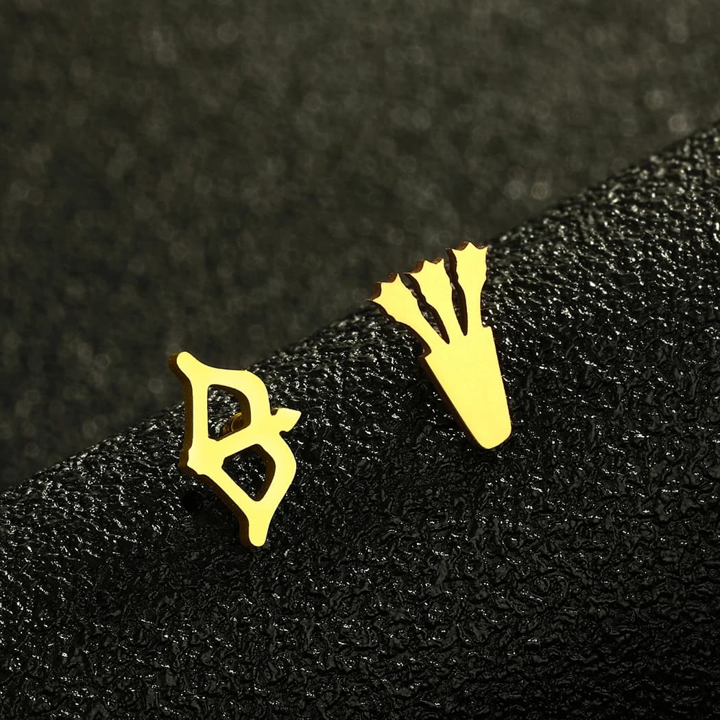 Fashion Stainless Steel Earrings With Laser Incision Kiniziale Study Earrings With Arch And Arrow Archer Anniversary Gift