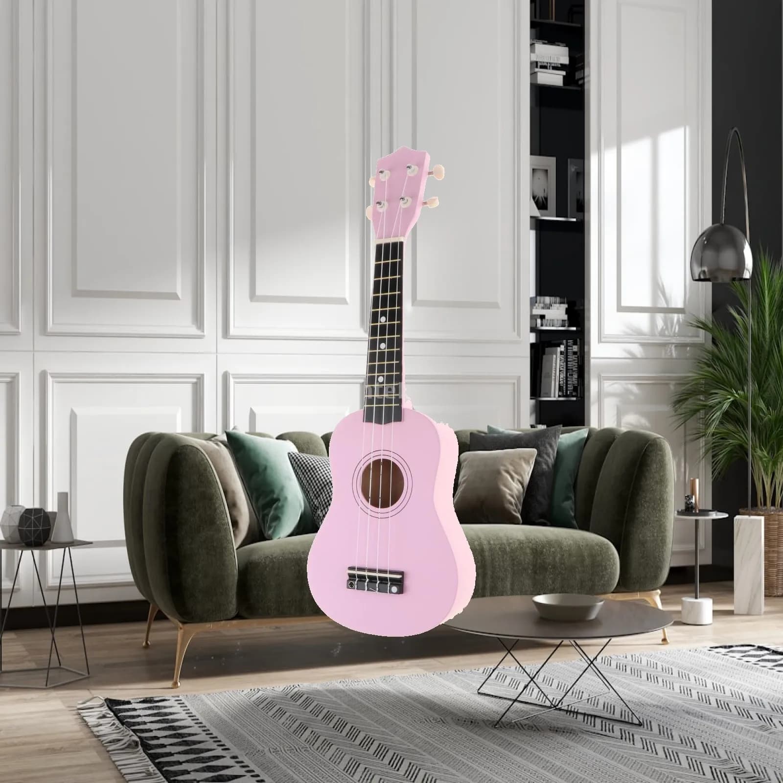 21 Inch Wood Ukulele with High Gloss Finish Music Instrument for Beginners Kids Childrens Guitar Starter Kit