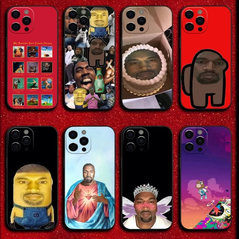 Custodia per telefono Rapper Funny K-Kanye West per iPhone 16,15,14,13,12,11,Pro,X,XS,Max,XR,Plus,Mini Cover morbida nera