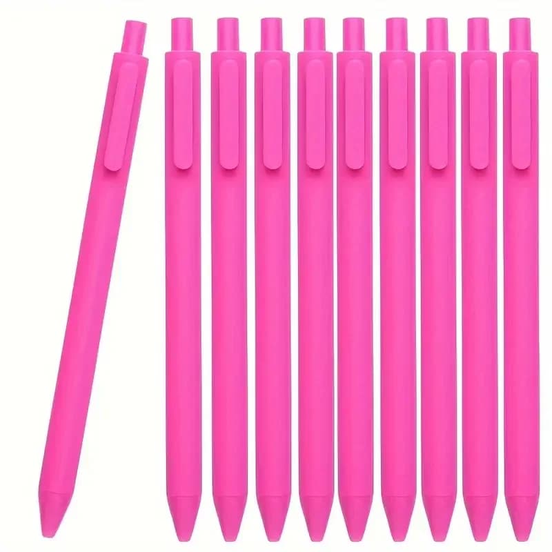 10 pezzi di penne gel retrattili rosa brillante, punta fine 0,5 mm, inchiostro nero liscio - ideali per journaling e uso in ufficio
