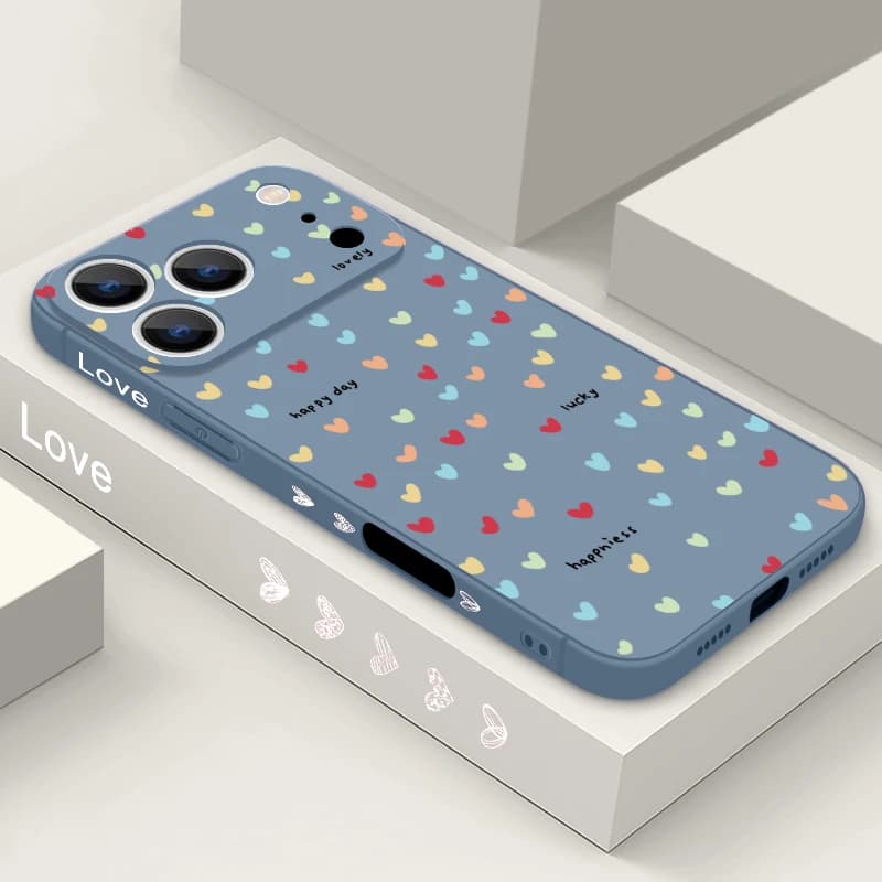 Little Hearts Pattern Phone Case For iPhone 17 Pro Max 17e 16 15 14 13 Pro Max 16 Pro 16e 11 Shockproof Soft Silicone Back Cover