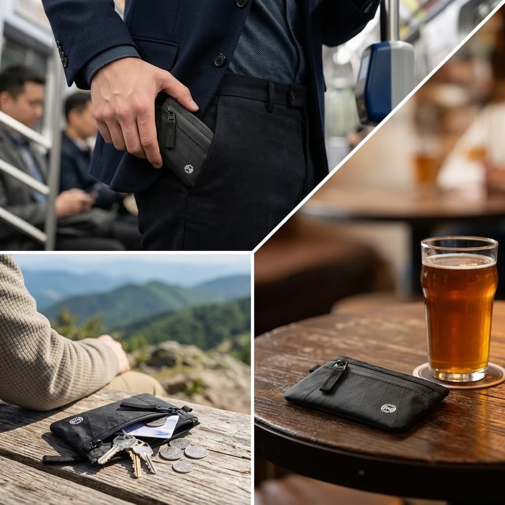 Portachiavi da viaggio mini con blocco RFID X-PAC e portamonete per uso esterno