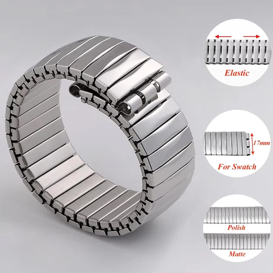 Cinturino elastico in metallo per cinturino in acciaio inossidabile con espansione elasticizzata Swatch Accessori per cinturini da uomo e donna Cinturini da 17 mm 20 mm
