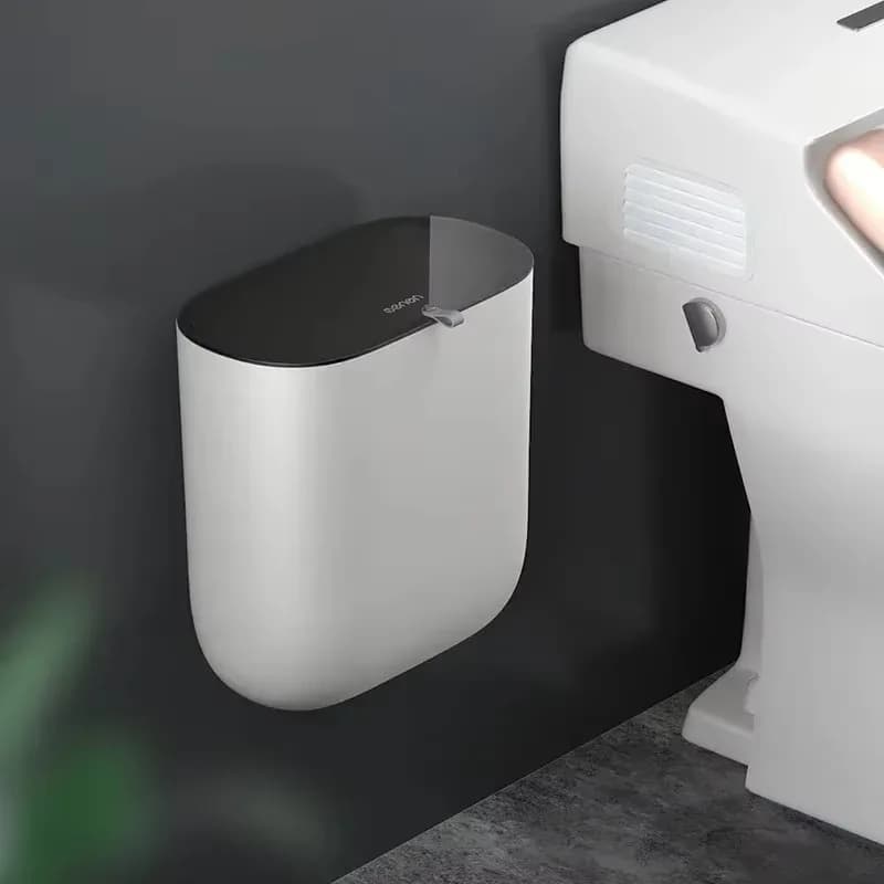 Pattumiera a parete con gancio rimovibile Cucina in acciaio inossidabile Pattumiera per bagno Pattumiera per riciclaggio salvaspazio sottile da 5 litri